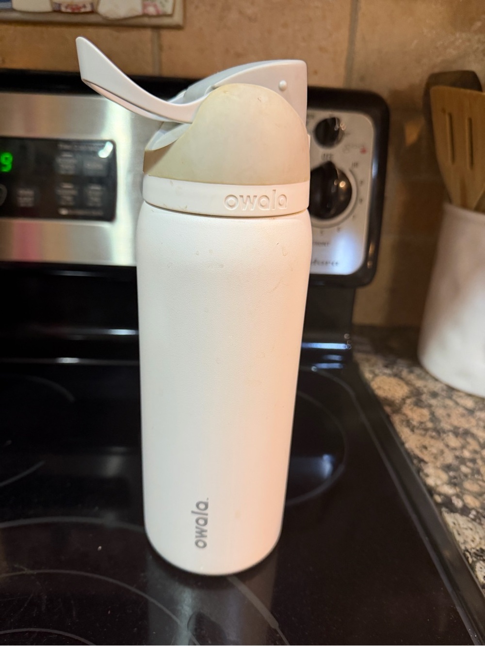 Owala White Insulated Water Bottle with Flip Straw Lid